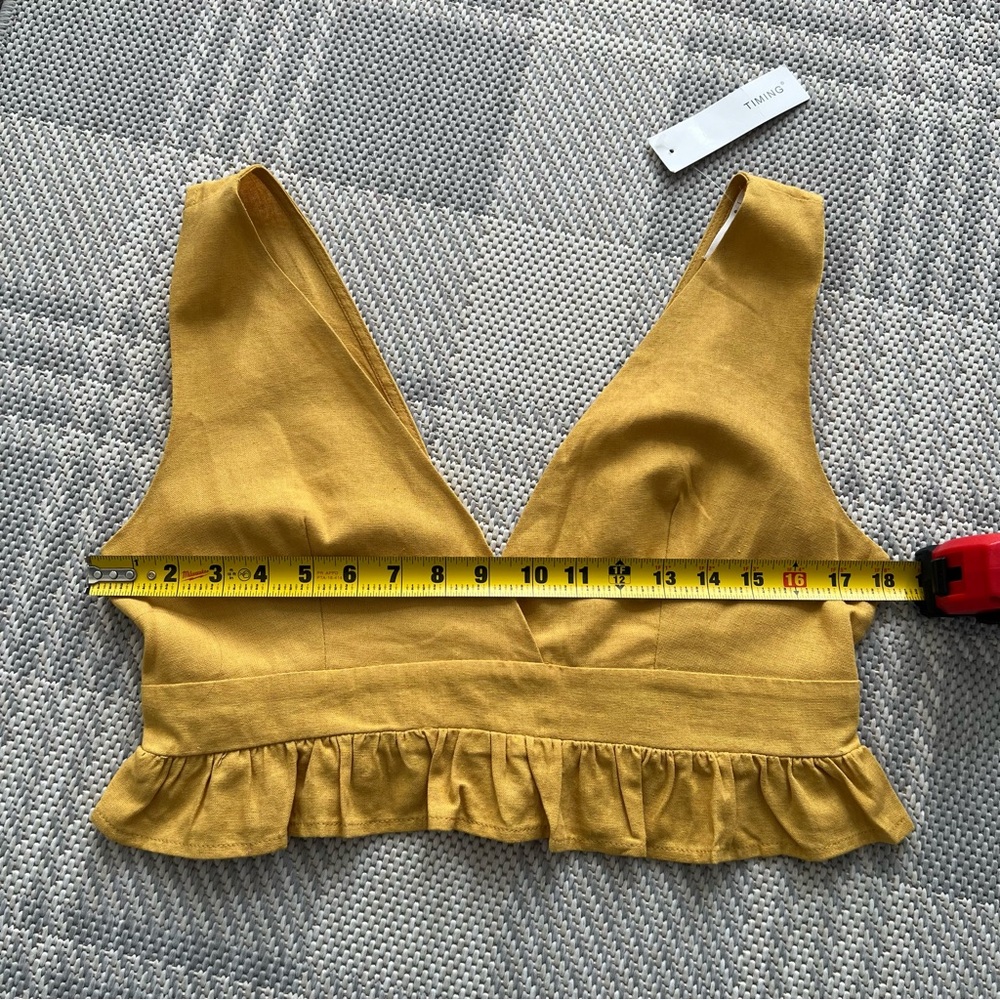 TIMING | Linen V Neckline Frill Hem Top - Picture 4 of 5